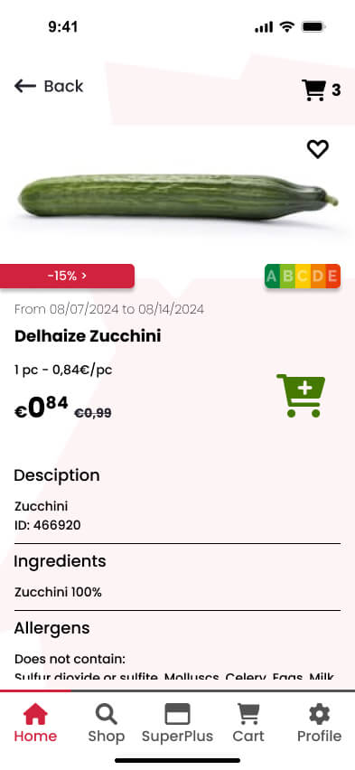 Capture d'écran de mon prototype My Delhaize